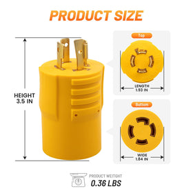 MECMO locking four-prong generator connector ready for reliable backup power.