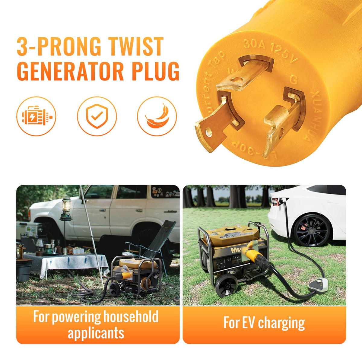 MECMO molded-casing with firm grip improves safe, reliable plugging in outdoor setups.