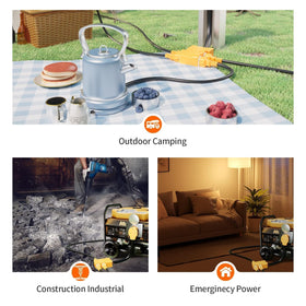 MECMO RV camping setup using generator power from MECMO adapter