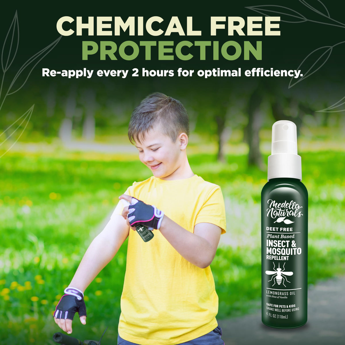 Medella Naturals DEET-free formula bottle with clear, simple label