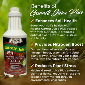 Medina Garrett Juice Plus measuring cup enables precise dosing for plant feeding.