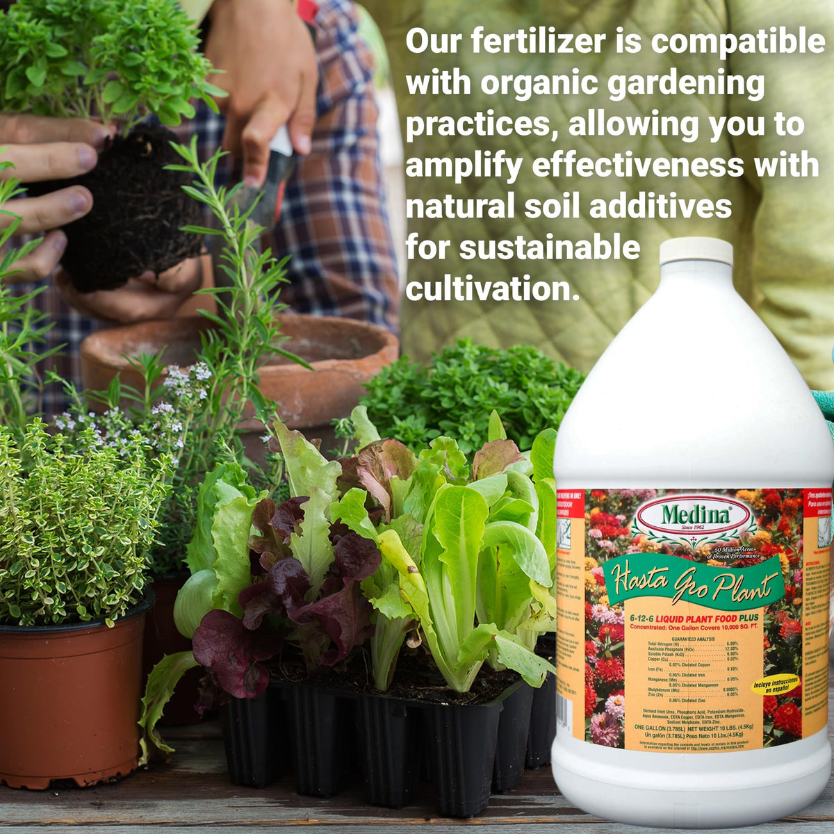 Medina HastaGro label-ingredients detail describing natural nutrient blend.