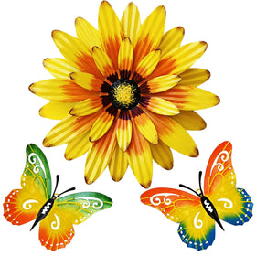 Meduofon butterfly wall art in yellow and green brightens outdoor spaces.