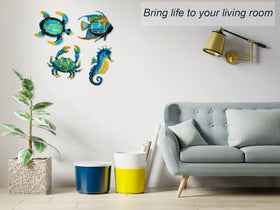 Meduofon seahorse wall art metal adds elegant coastal flair indoors.
