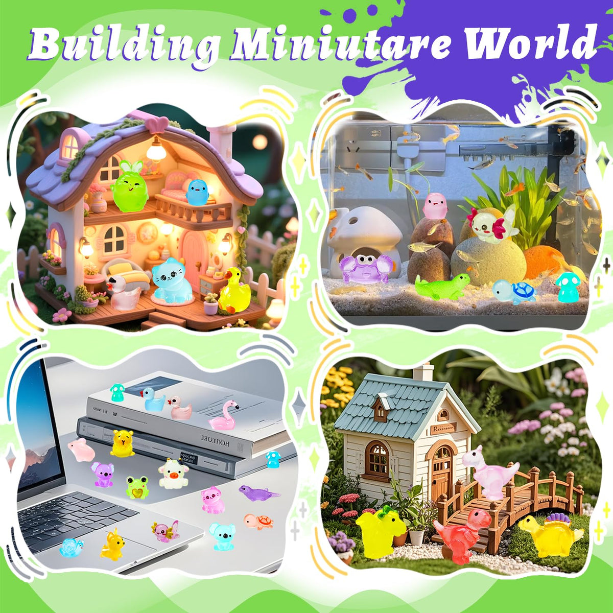 Meediock dinosaur mini figure adds playful color to dollhouses and micro landscapes.