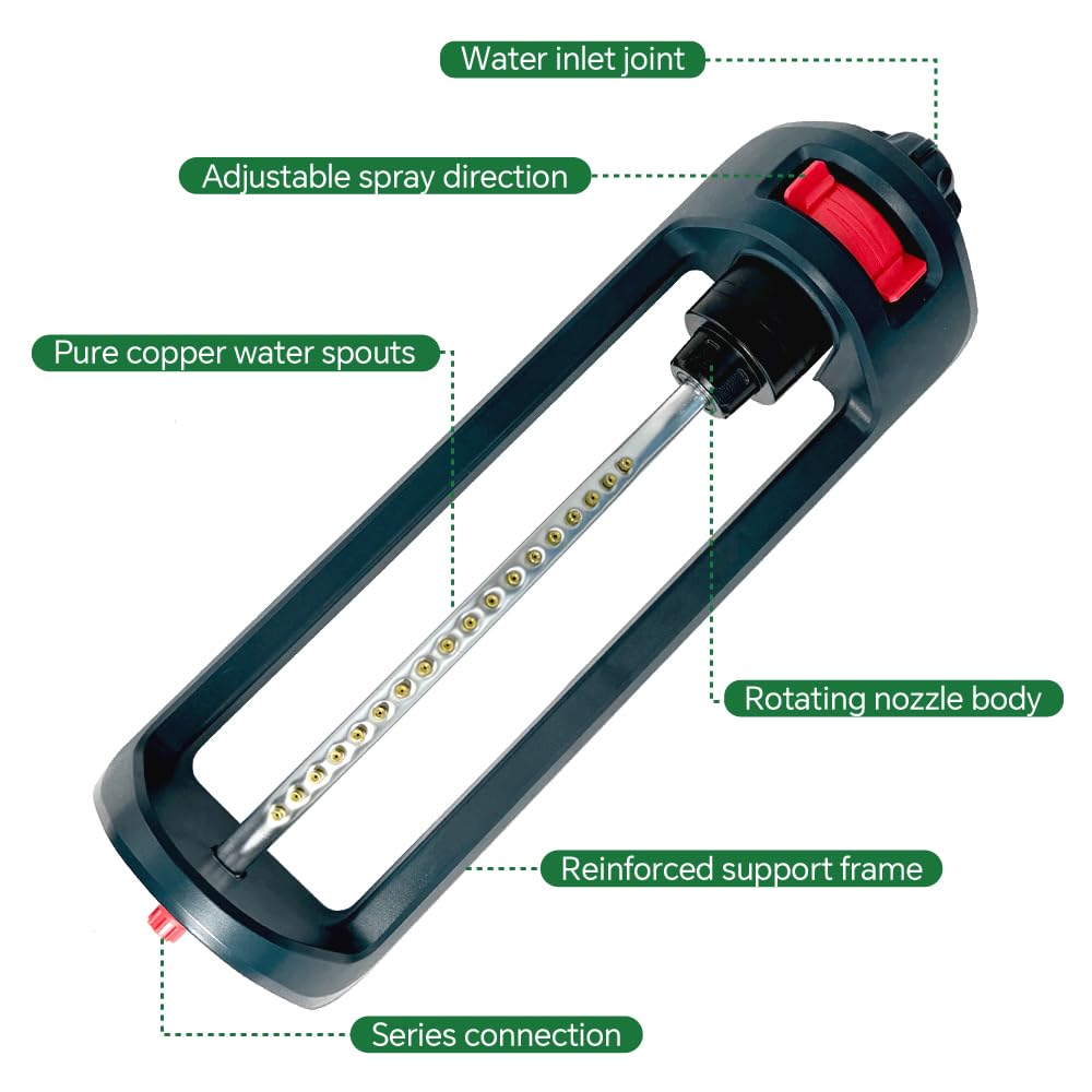 Meekamar Lawn Sprinkler connects easily to standard 3/4 inch hoses