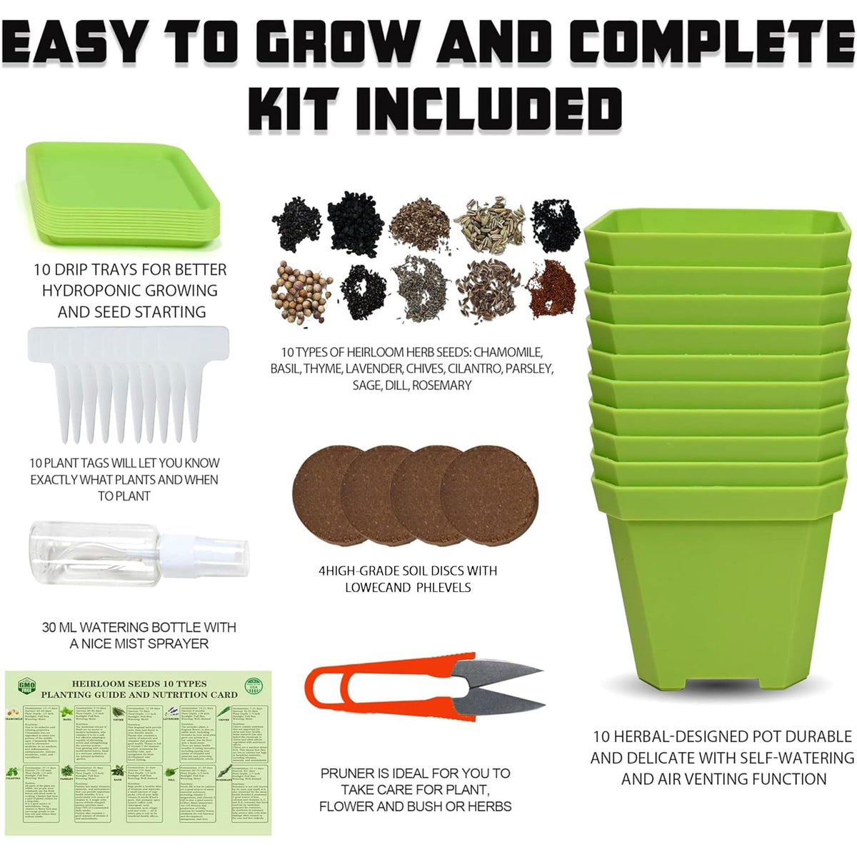 Meekear green self-watering pots with drip trays for easy herb growing