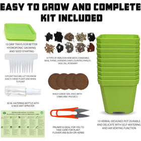 Meekear green self-watering pots with drip trays for easy herb growing