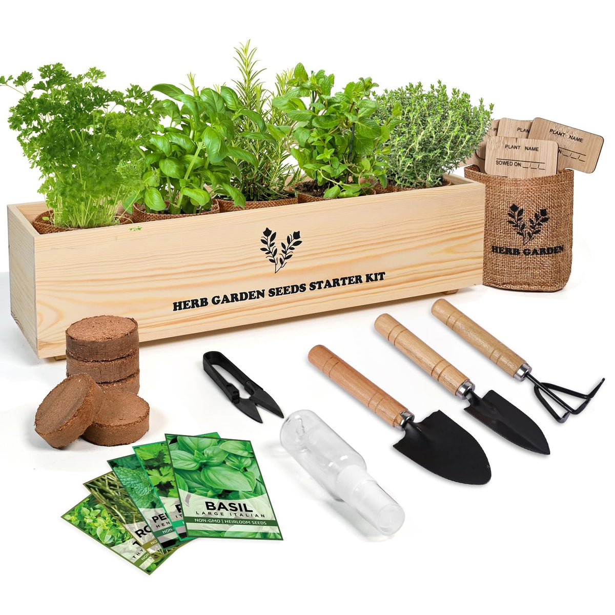 Meekear indoor herb grow kit box with all components for quick starter herb gardening