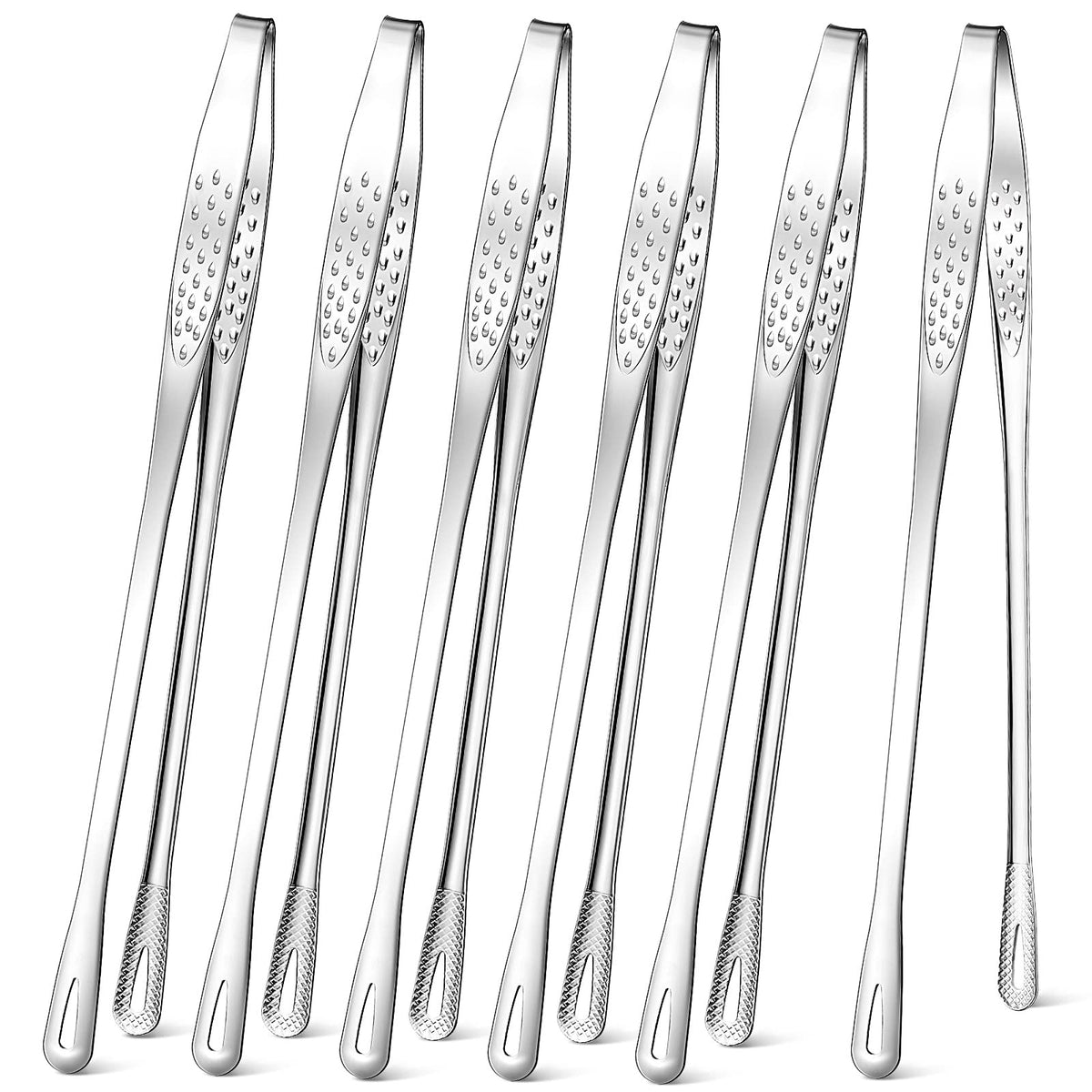 Meekoo 6-piece 11-inch tongs set on counter for versatile grilling