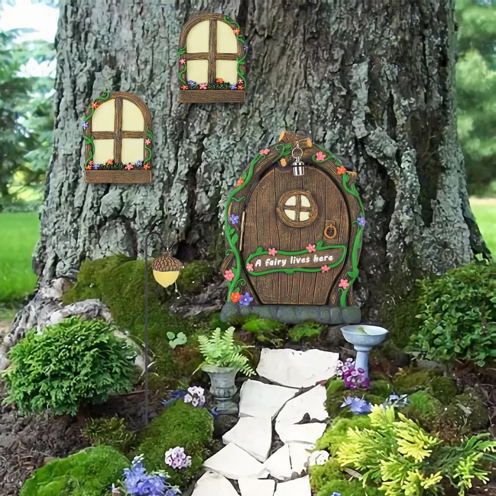 MEETYAMOR fairy door closed detail adds charming touch to outdoor fairy gardens