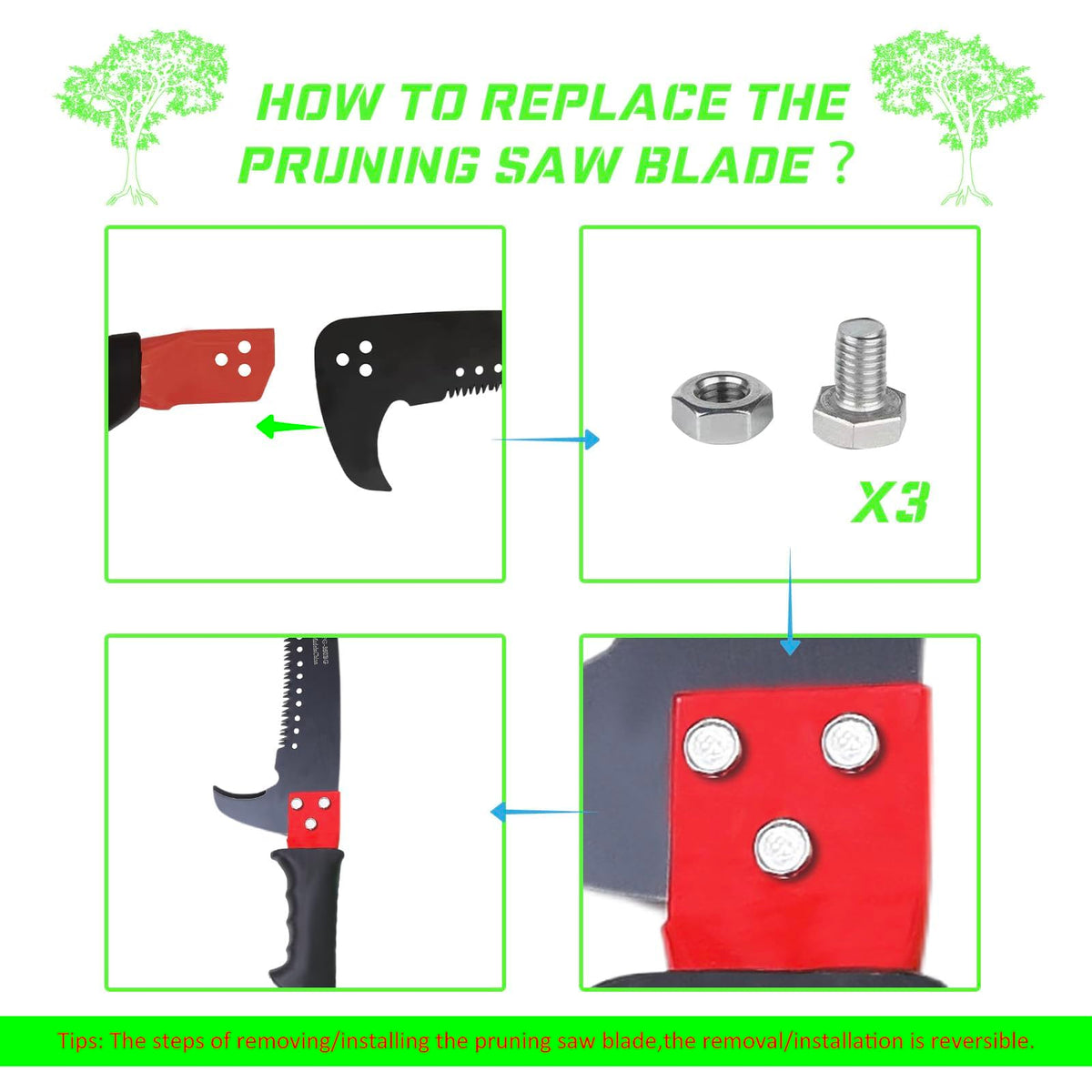 MEFBANT extended-reach-tree-trimmer enables pruning from ground level.