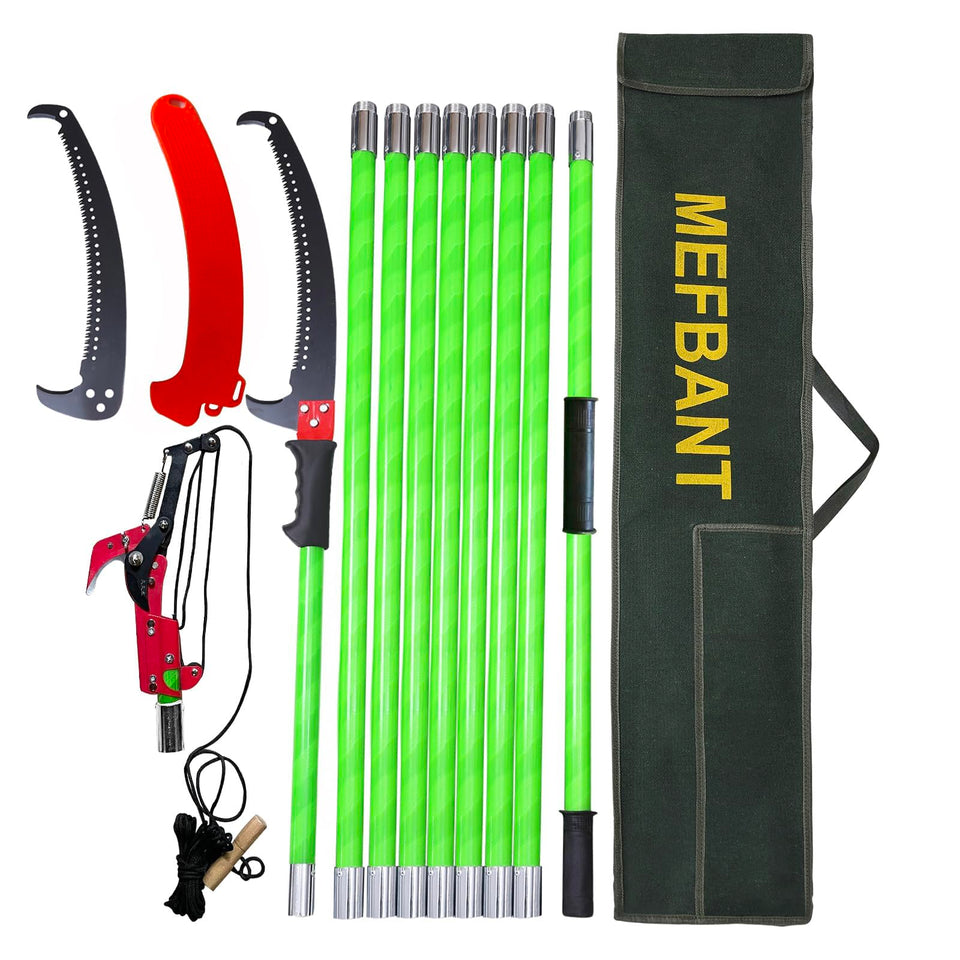 MEFBANT 30ft extendable pole for tall branch access and safe pruning.