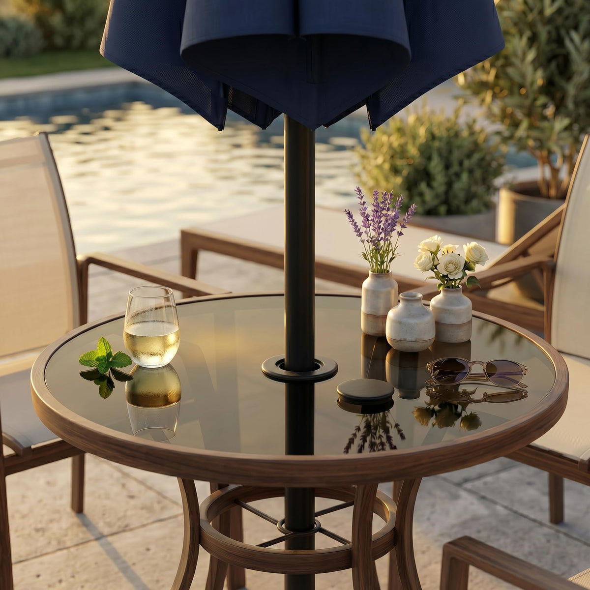 MEFELE Cln V Tower cap set on table surface protects finish.