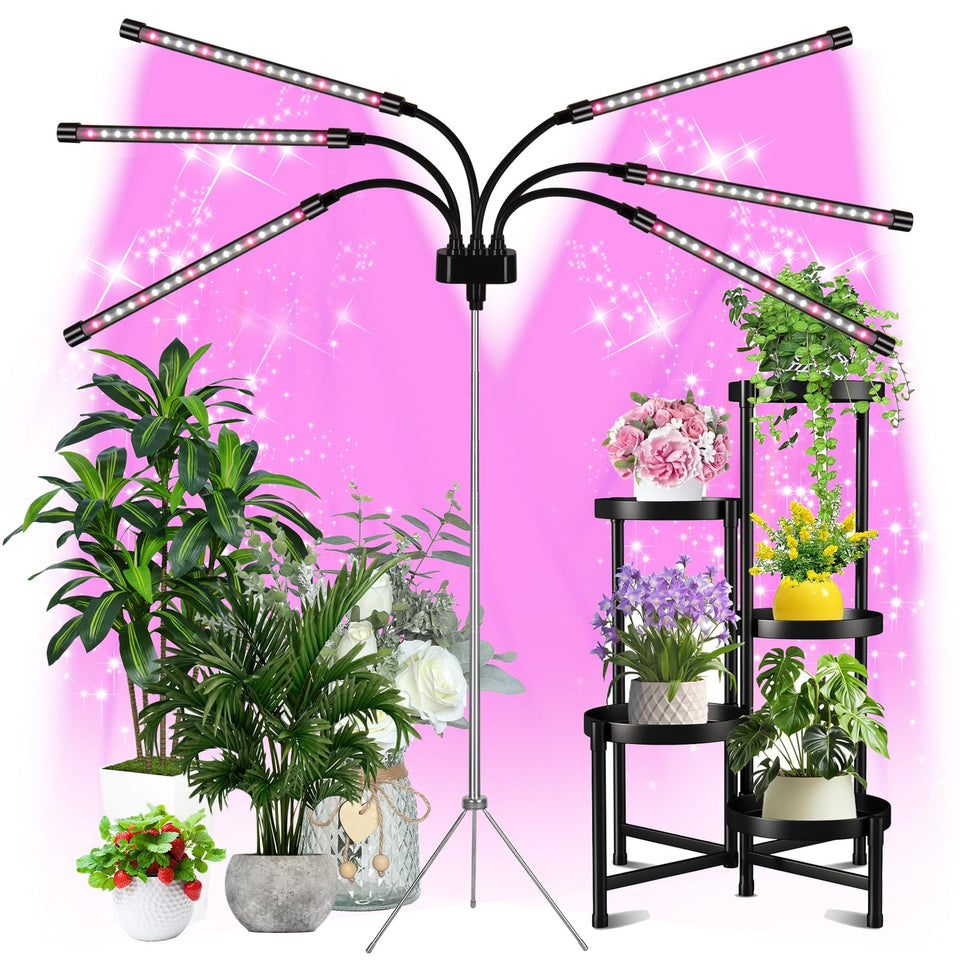 Mefflypee six-heads grow light with full spectrum for vibrant indoor plants.