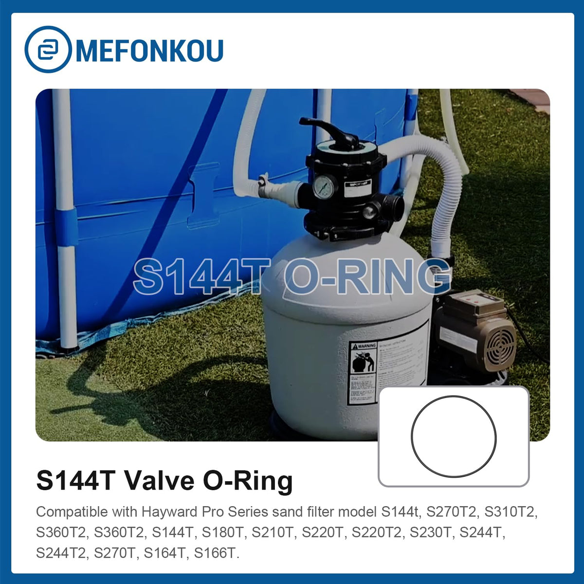 MEFONKOU S144T o-ring demonstrates durability and long service life for pool filtration.