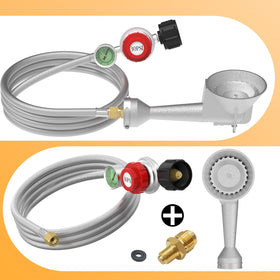 MEFUN 5 ft high-pressure regulator hose with gauge enables precise propane control.