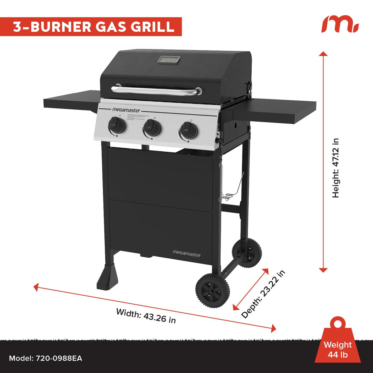 Megamaster porcelain steel firebox delivers heat retention and durable protection.