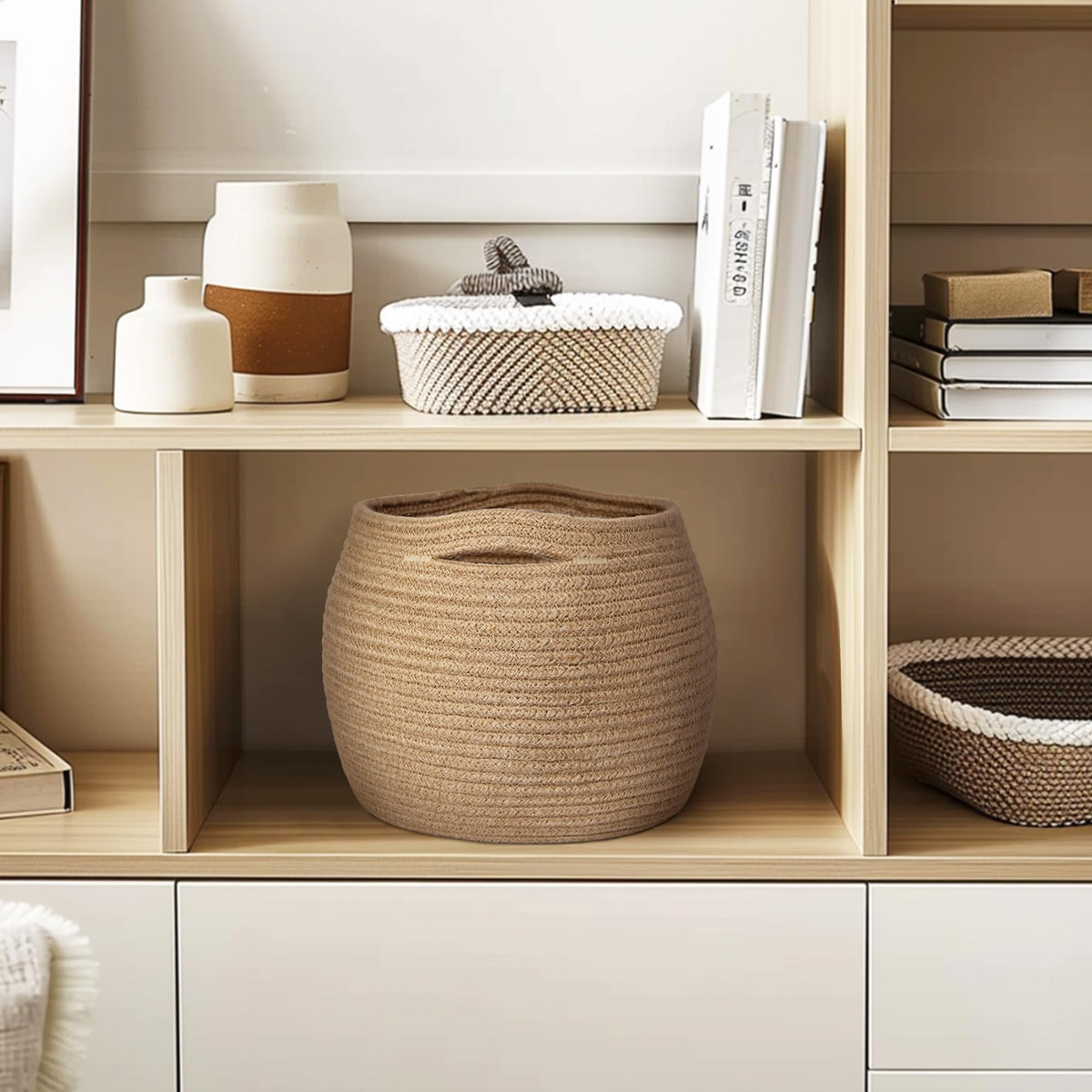 MEGASKET handled wicker basket easy to move between rooms