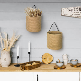 MEGASKET wall-hanging basket enhances boho decor with natural rattan texture