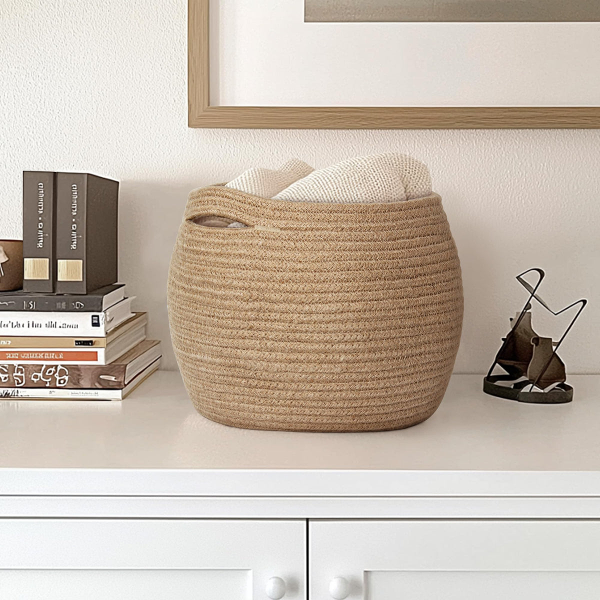 MEGASKET toy-bin basket in living room for organized play area.