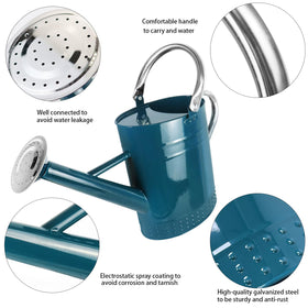 Megawodar galvanized steel watering can with embossed design for durable, stylish gardening tasks.