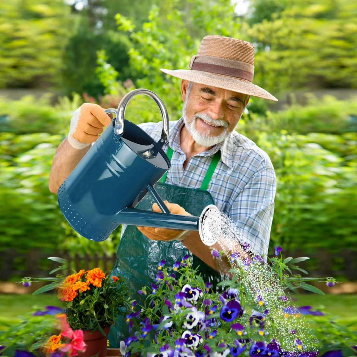 Megawodar Ocean Blue finish adds a classic antique look to any gardening space.