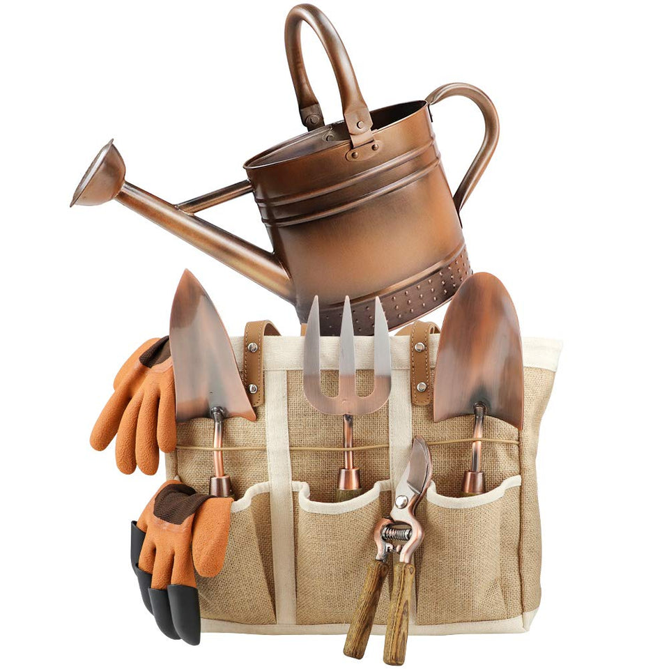Megawodar 1 gallon galvanized watering can with bronze finish for steady watering
