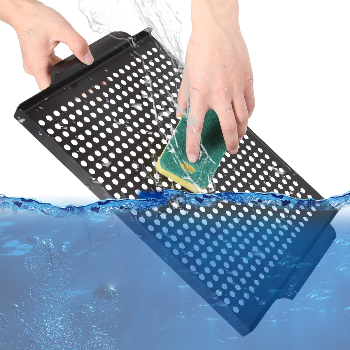 MEHE grill basket for fish and meat with grease drainage