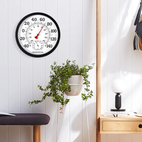 MEINV garden-patio thermometer-hygrometer provides useful climate data for outdoor spaces.