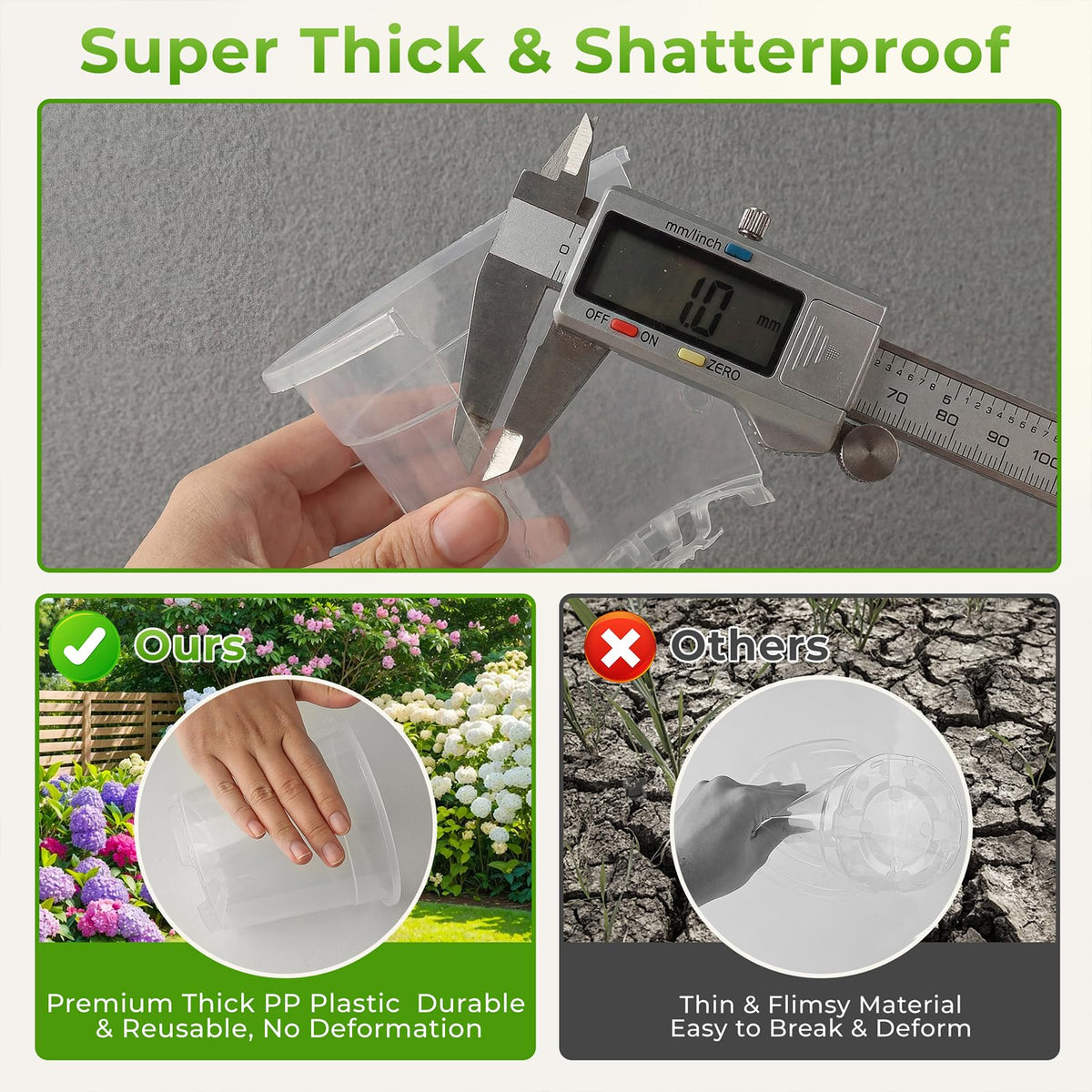 MeiVista 7-5 inch clear pot for larger transplants and containers