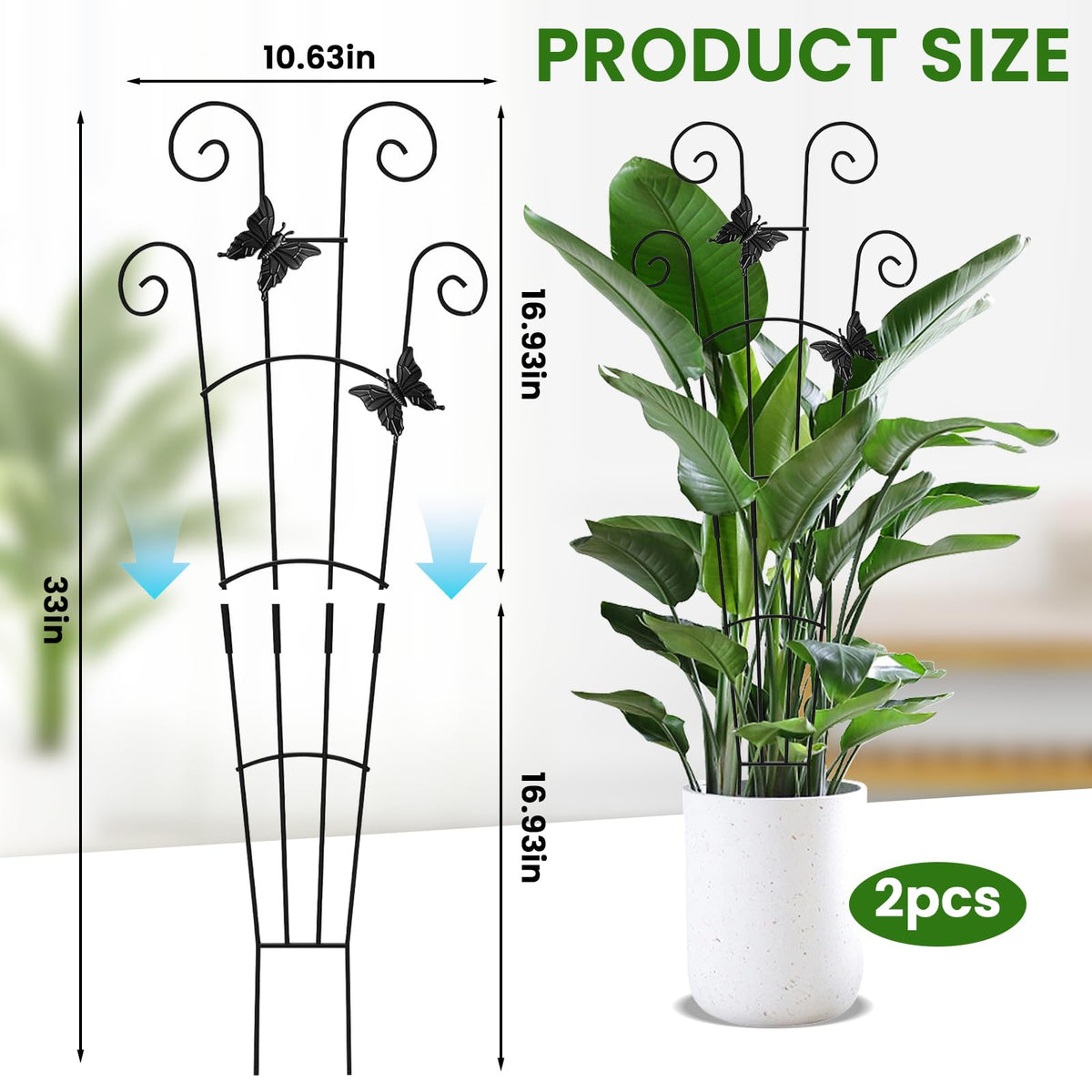Mejenyy 2-pack metal trellis provides sturdy support for vines.