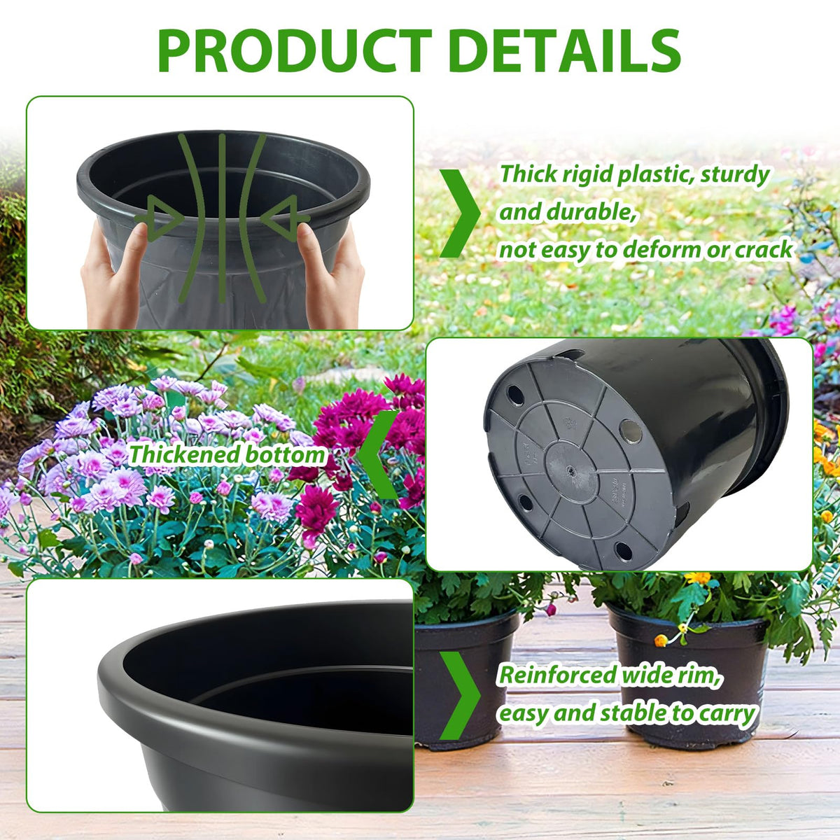 Mejenyy 5-gallon pot pack durable PP closeup shows rugged material.