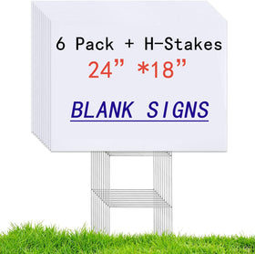 MEJOR CONOCIDO yard signs 24x18 blank white with durable H-stakes for outdoor advertising.