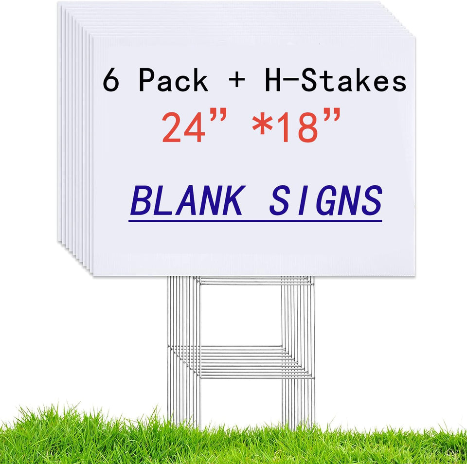 MEJOR CONOCIDO yard signs 24x18 blank white with durable H-stakes for outdoor advertising.
