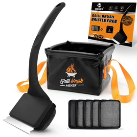 MEKER bristle-free grill brush shown for safe, thorough cleaning.