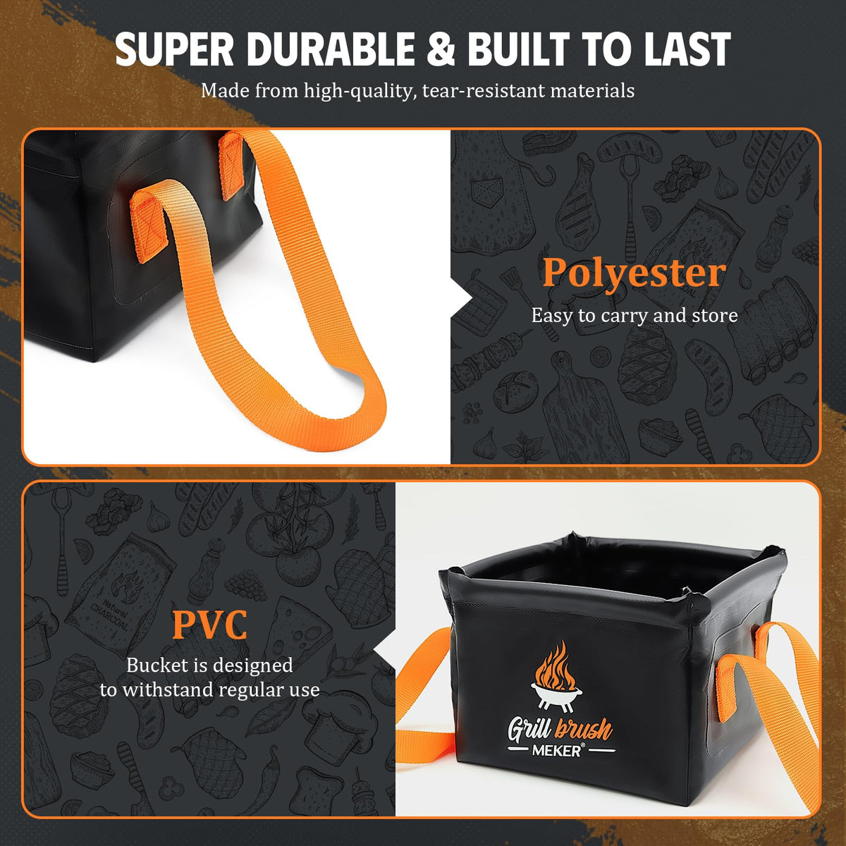 MEKER collapsible dunk-tank bucket ready for portable outdoor cleanup.