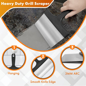 MEKER grill-stone in use removing stubborn grime from surface.