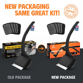 MEKER grill brush works on cast iron and stainless grates for versatile grilling.