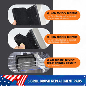 MEKER replacement pads, dishwasher-safe, for easy grill upkeep.