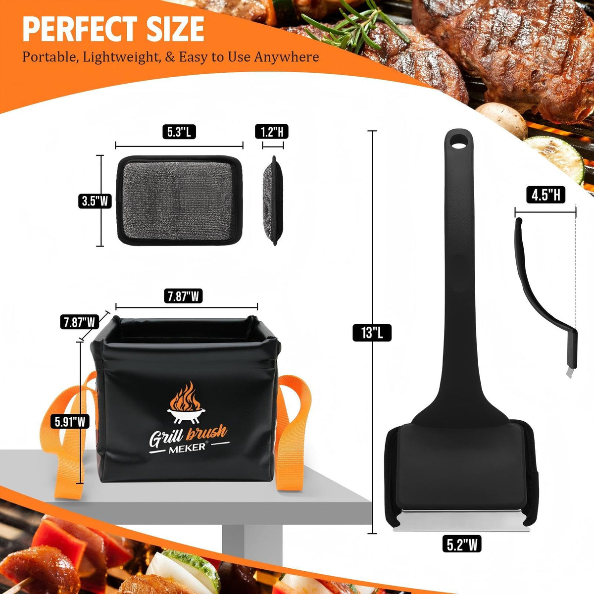 MEKER sturdy PVC and polyester build for lasting grill cleaning gear.