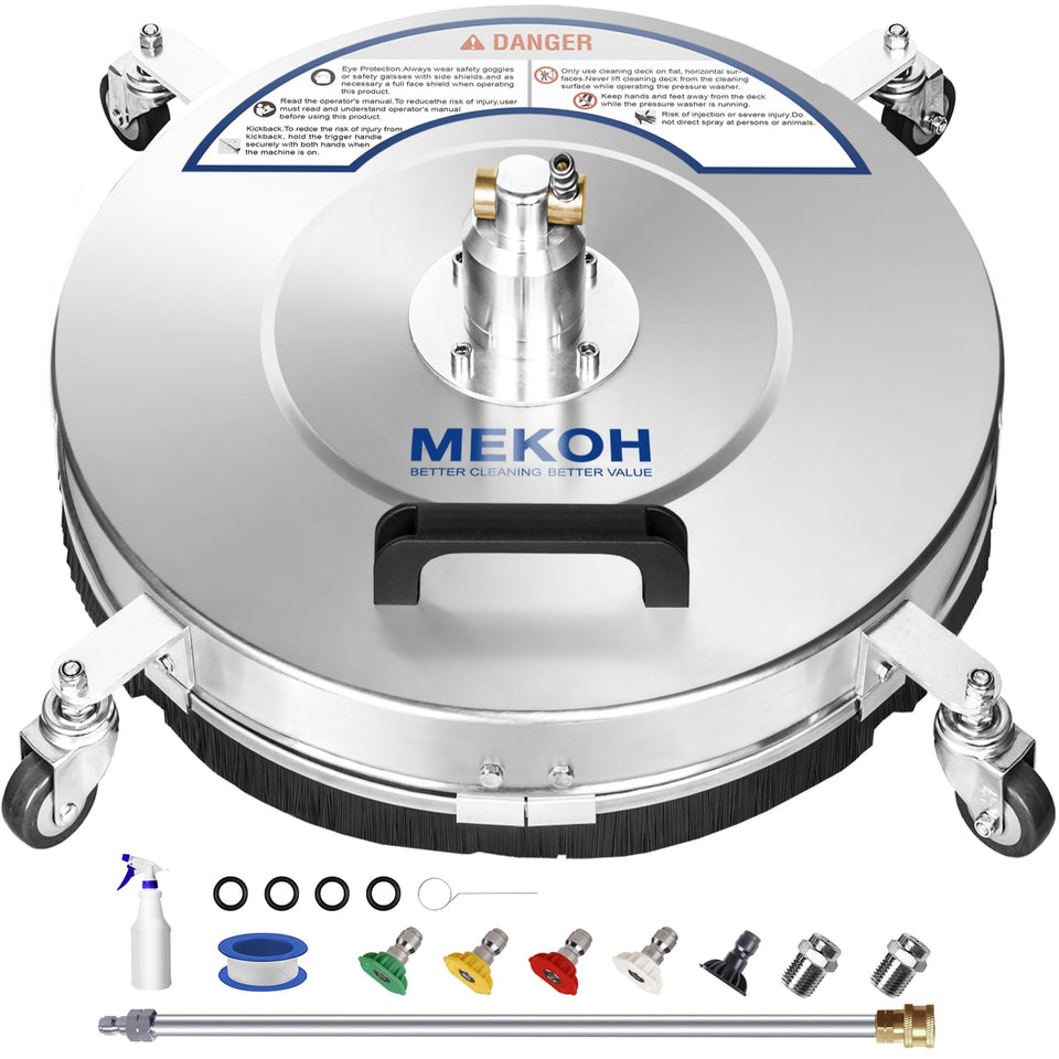 MEKOH 18-inch surface cleaner front view for wide-area concrete cleaning