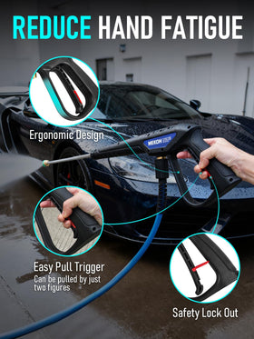 MEKOH 3600 PSI rating powers tough cleaning tasks at home.