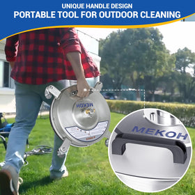 MEKOH extension wand extends reach for distant cleaning tasks.