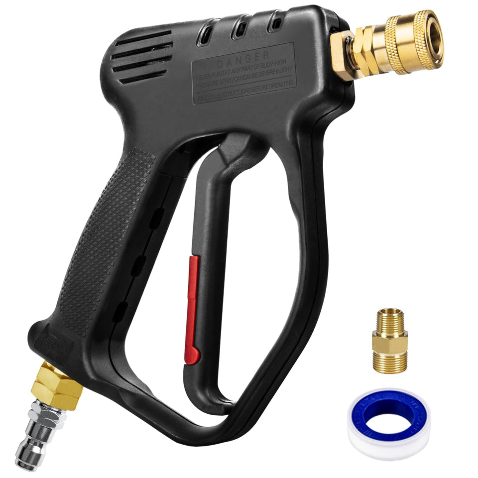 MEKOH short pressure washer gun with 360 rotate quick-connect for kink-free operation.