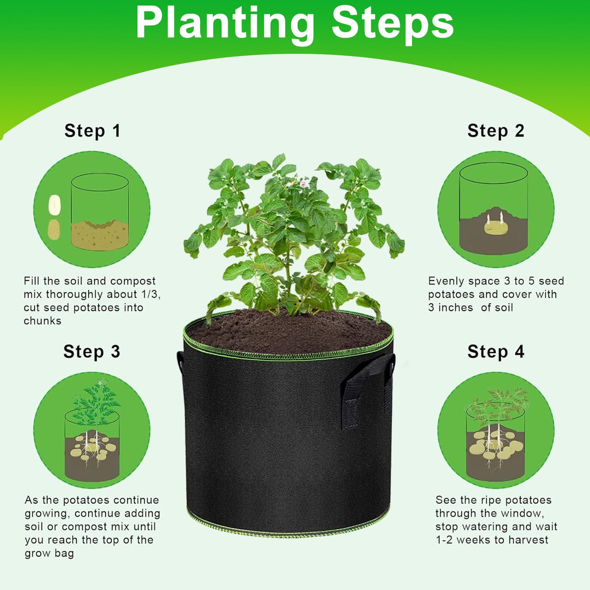 Sturdy side handles of MEKOLIFE grow bag for easy moving.