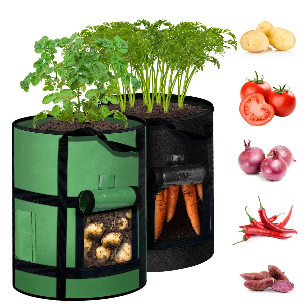 MEKOLIFE 7 gallon grow bag with viewing window for easy growth monitoring