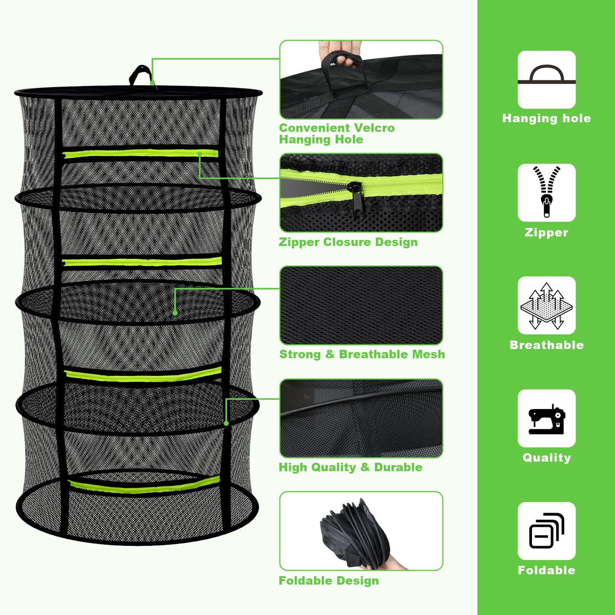 MEKOLIFE drying net layer detail highlights breathable design for faster air circulation