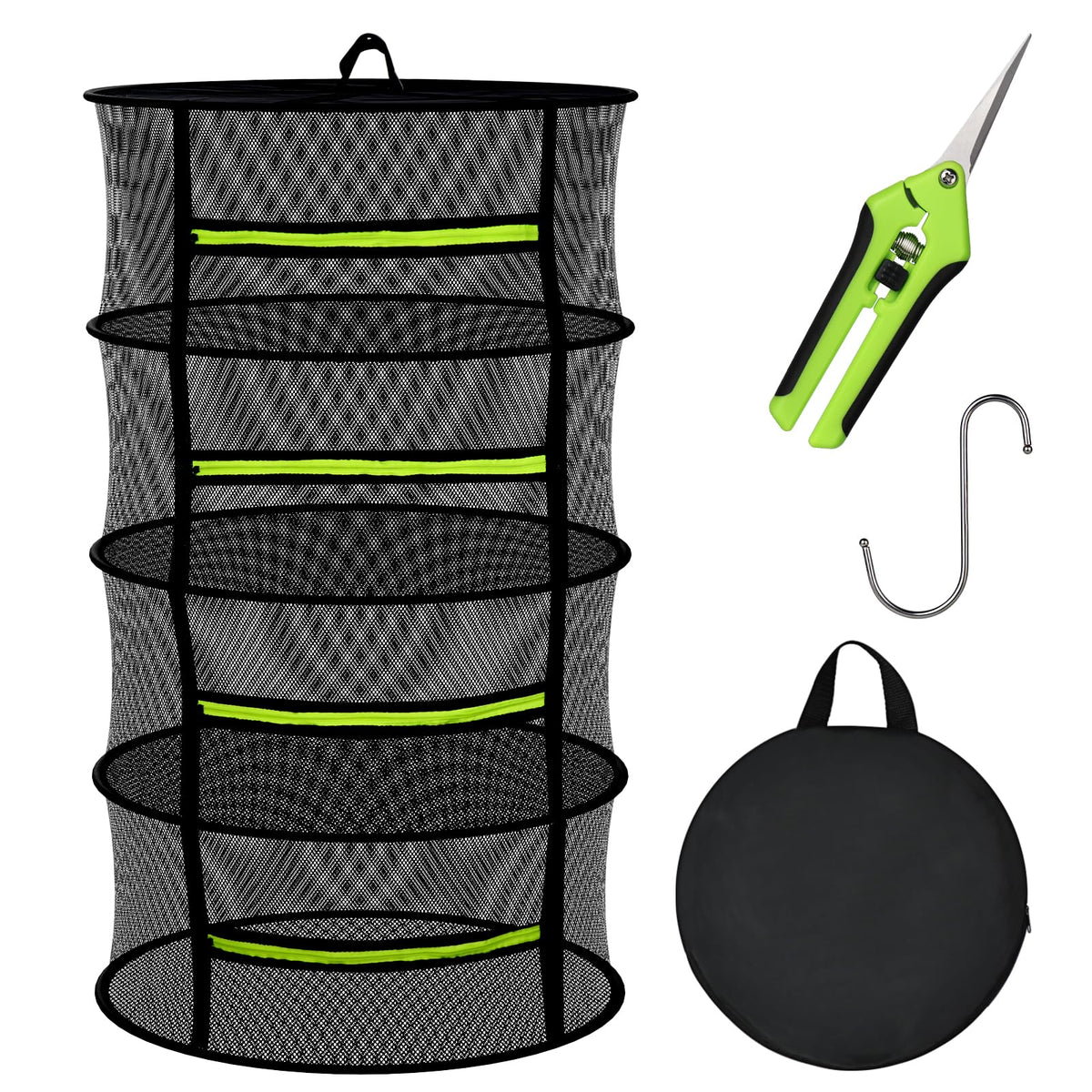 MEKOLIFE 4-layer herb drying rack outer view with sturdy mesh and foldable frame for easy setup