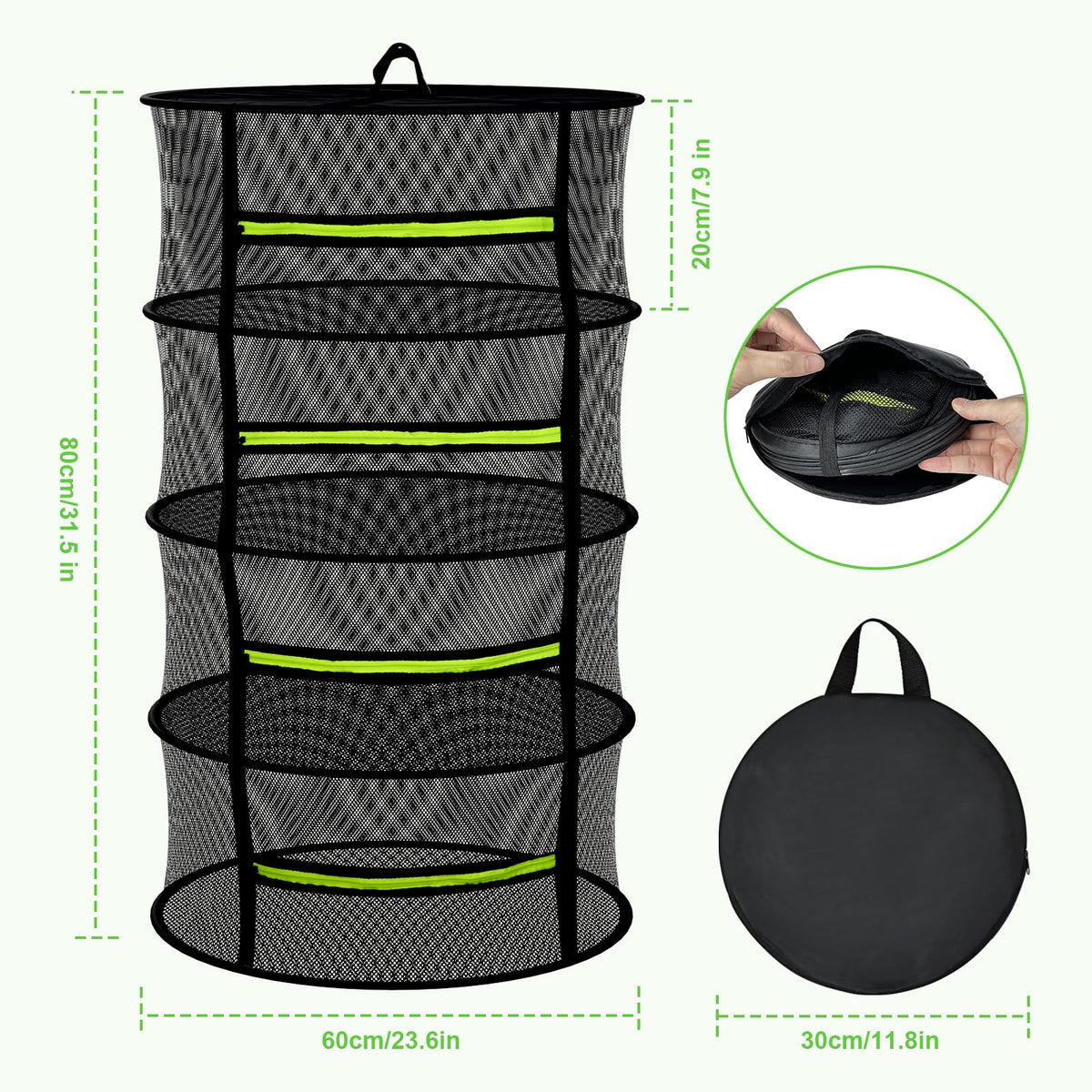 MEKOLIFE herb drying rack zipper closure close-up showing pest protection during drying